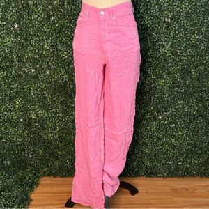 NWOT Zara High Waisted Wide Leg Trousers Pink Size S